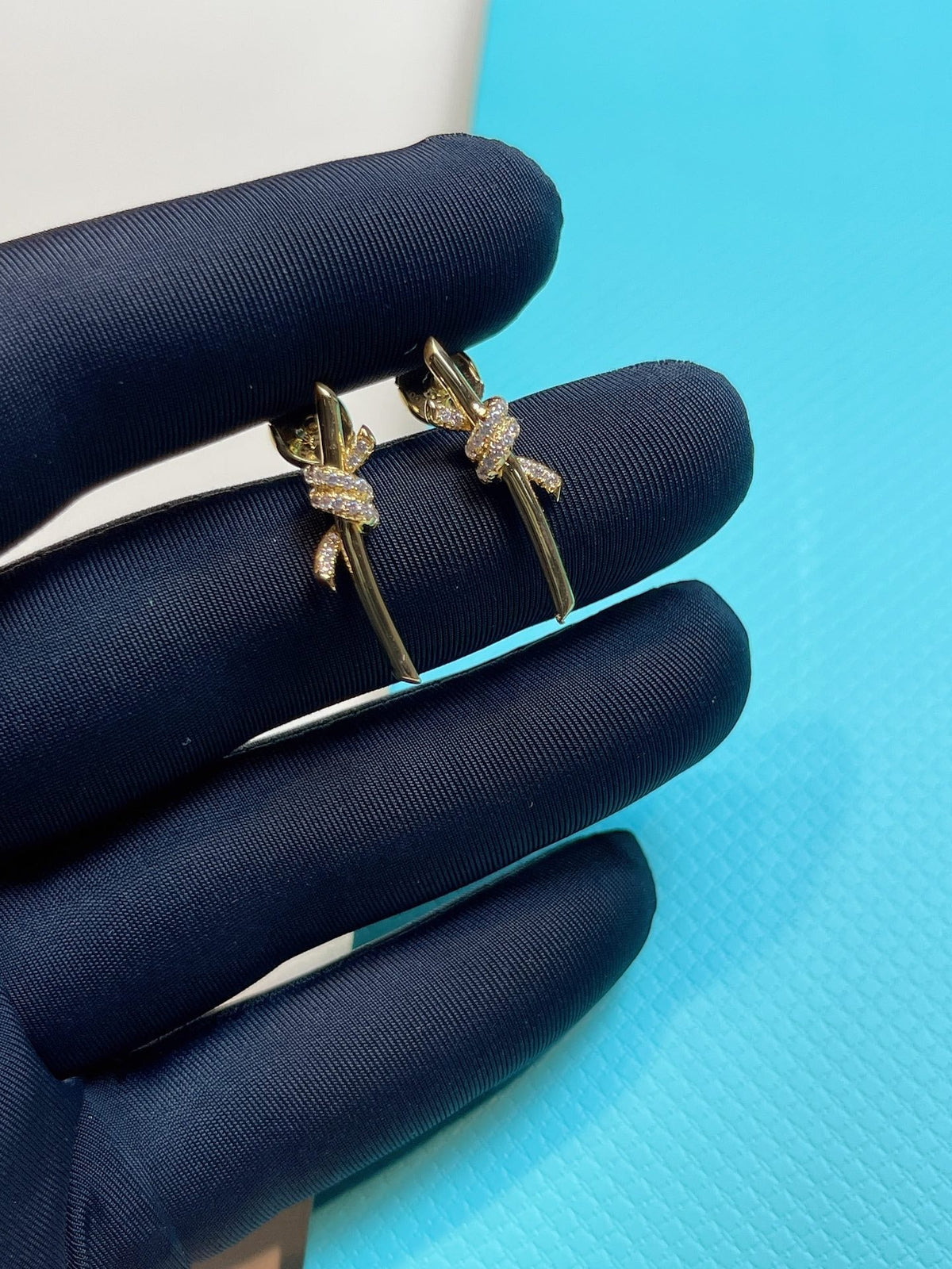 [⭐Luxery Jewels]KNOT EARRINGS GOLD DIAMOND
