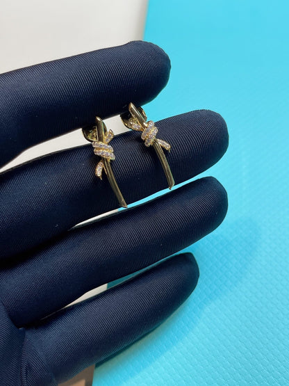 [⭐Luxery Jewels]KNOT EARRINGS GOLD DIAMOND