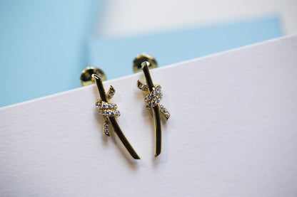 [⭐Luxery Jewels]KNOT EARRINGS GOLD DIAMOND