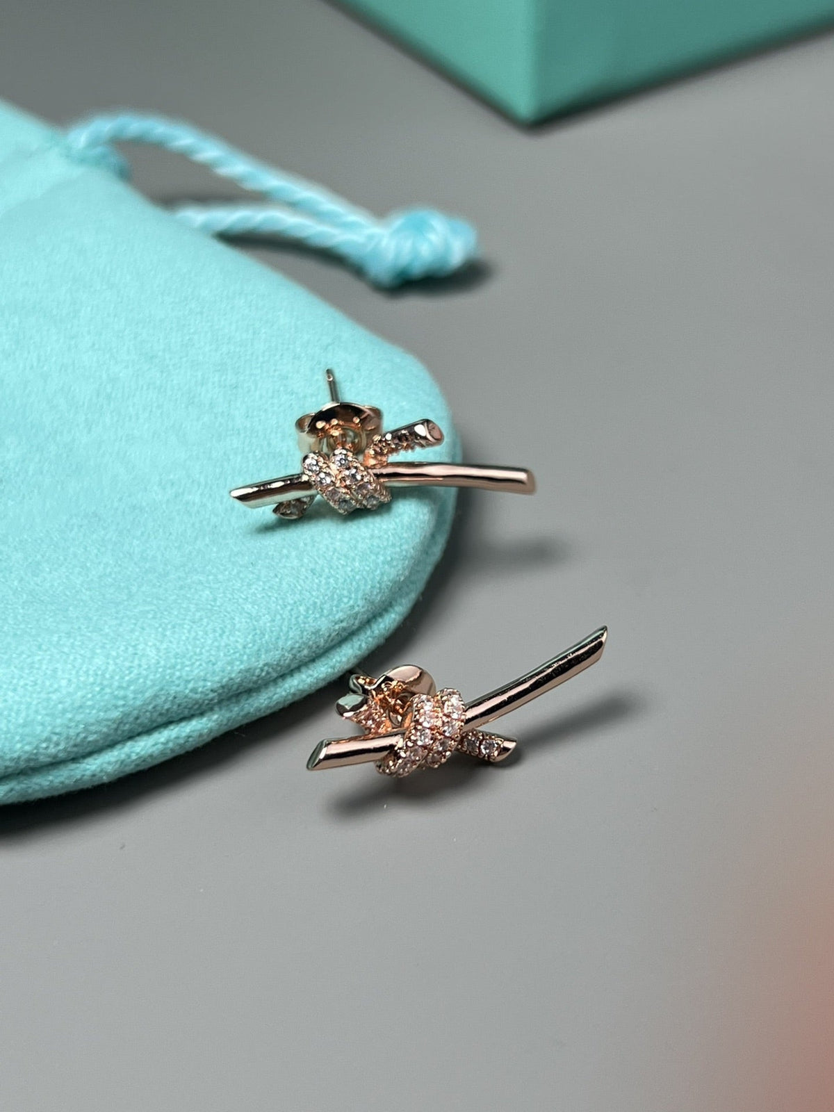 [⭐Luxery Jewels]KNOTEN-OHRRINGE ROSÉGOLD DIAMANT