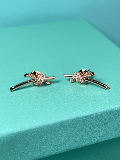[⭐Luxery Jewels]KNOTEN-OHRRINGE ROSÉGOLD DIAMANT