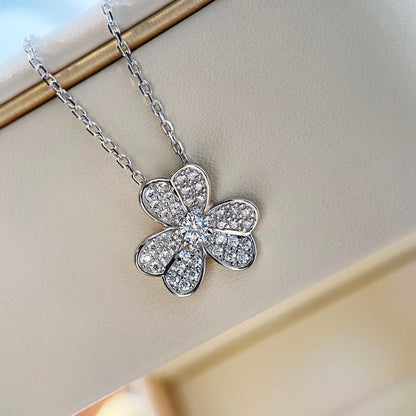 [Luxery]CLOVER DIAMOND NECKLACE SILVER