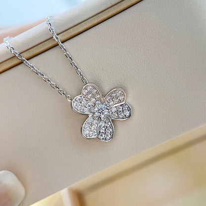 [Luxery]CLOVER DIAMOND NECKLACE SILVER