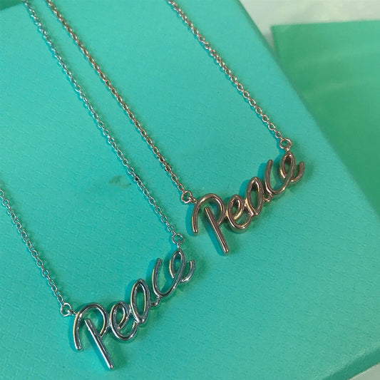 [⭐Luxery Jewels]PEACE-TEXT-ANHÄNGER-HALSKETTE