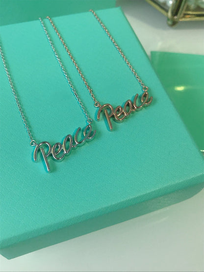 [⭐Luxery Jewels]PEACE TEXT PEDANT NECKLACE