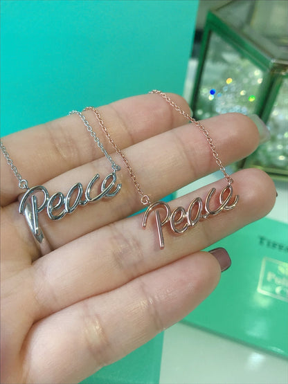 [⭐Luxery Jewels]PEACE TEXT PEDANT NECKLACE
