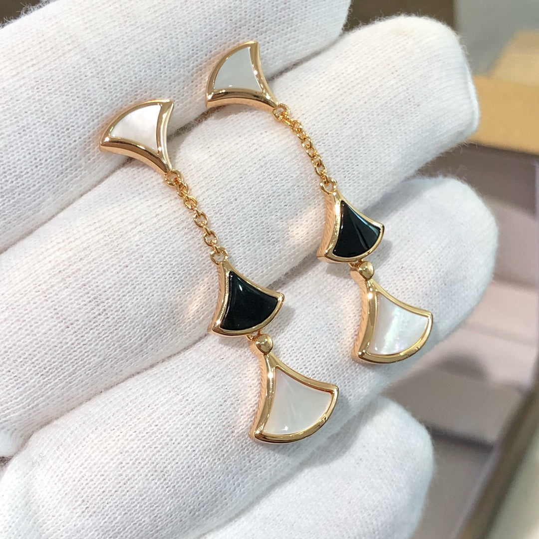 [⭐Luxus]DREAM OHRRINGE 3 MOTIVE ONYX PERLMUTT ROSÉGOLD