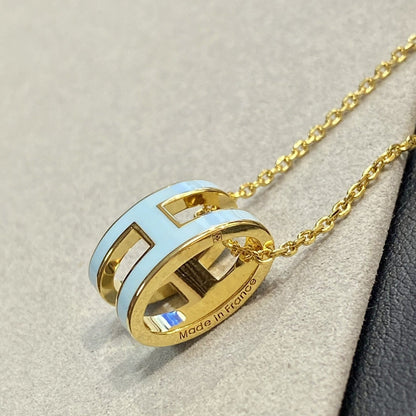 [Luxery]POP H LIGHT BLUE NECKLACE