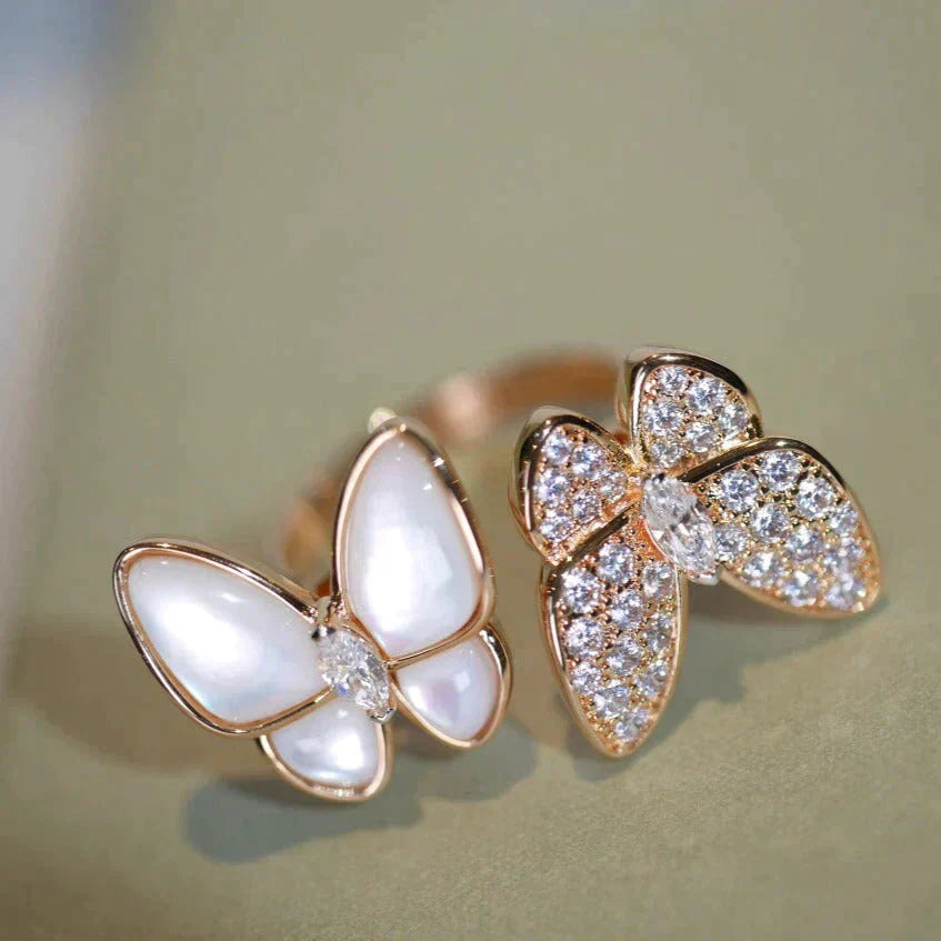 [Luxery]TWIN BUTTERFLY DIAMOND MOP RING