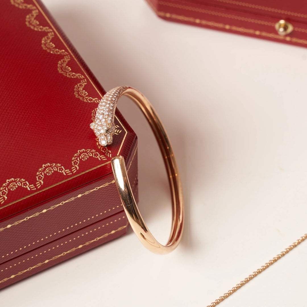 [Luxery]PANTHERE ROSE GOLD DIAMOND OPEN BRACELET