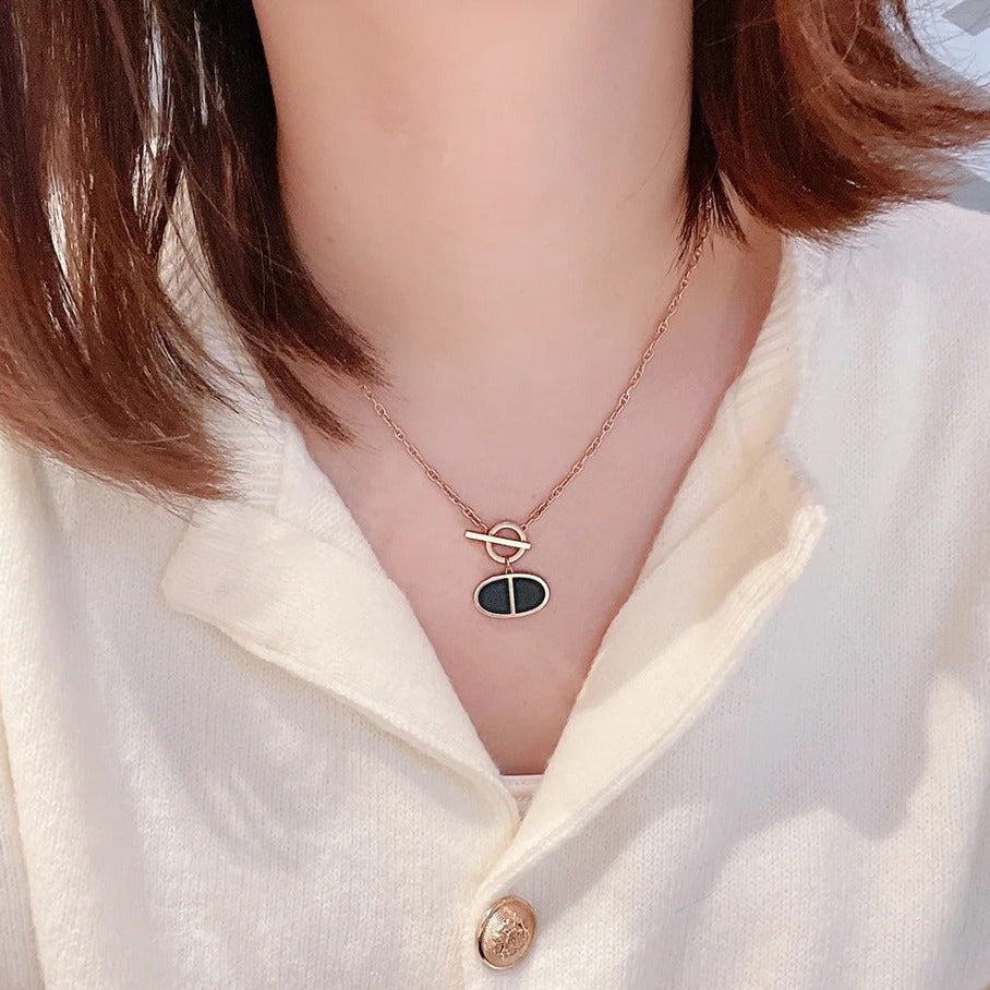 [Luxery]CHAINE VERSO BLACK CERAMIC NECKLACE