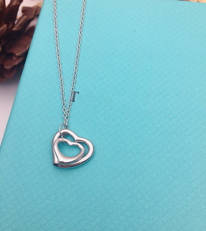 [⭐Luxery Jewels]OPEN HEART SILVER NECKLACE