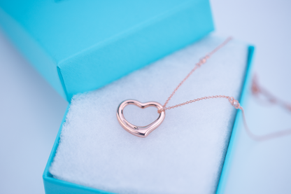 [⭐Luxery Jewels]OPEN HEART PEDANT PINK GOLD NECKLACE