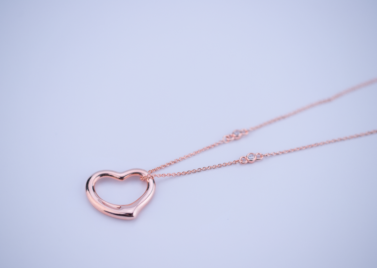 [⭐Luxery Jewels]OPEN HEART PEDANT PINK GOLD NECKLACE