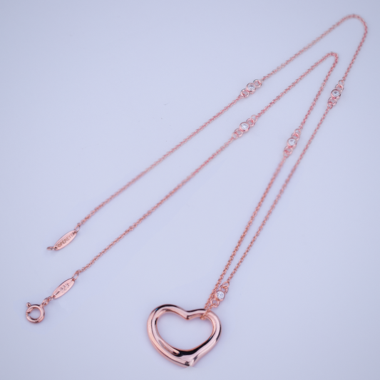 [⭐Luxery Jewels]OPEN HEART PEDANT PINK GOLD NECKLACE