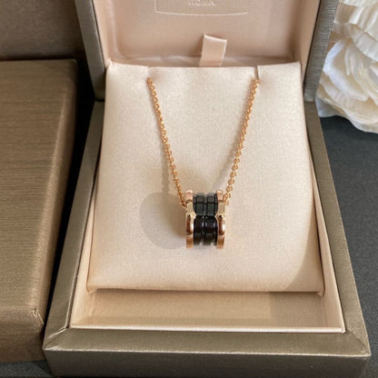 [⭐Luxus]ZERO 1 SCHWARZE KERAMIK ROSÉGOLD HALSKETTE