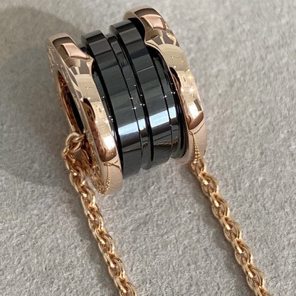 [⭐Luxus]ZERO 1 SCHWARZE KERAMIK ROSÉGOLD HALSKETTE