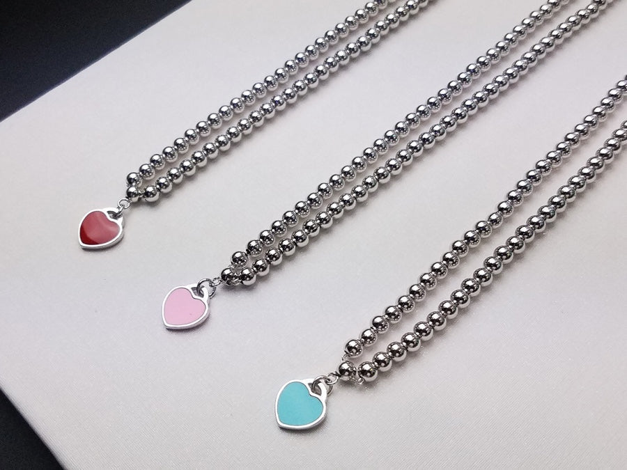 [⭐Luxery Jewels]ハートペンダント シルバーボールチェーンネックレス