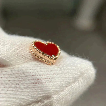 [Luxery]HEART CARNELIAN STUD EARRINGS