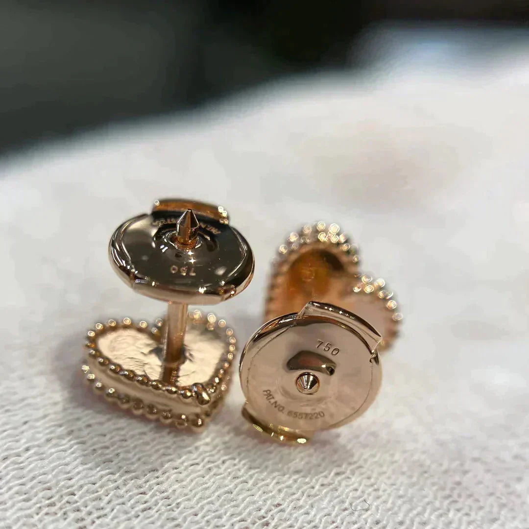 [Luxery]HEART CARNELIAN STUD EARRINGS