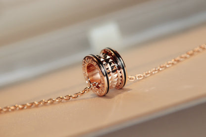 [⭐Luxus] ZERO 1 ROCK ANHÄNGER ROSÉGOLD SCHWARZE HALSKETTE