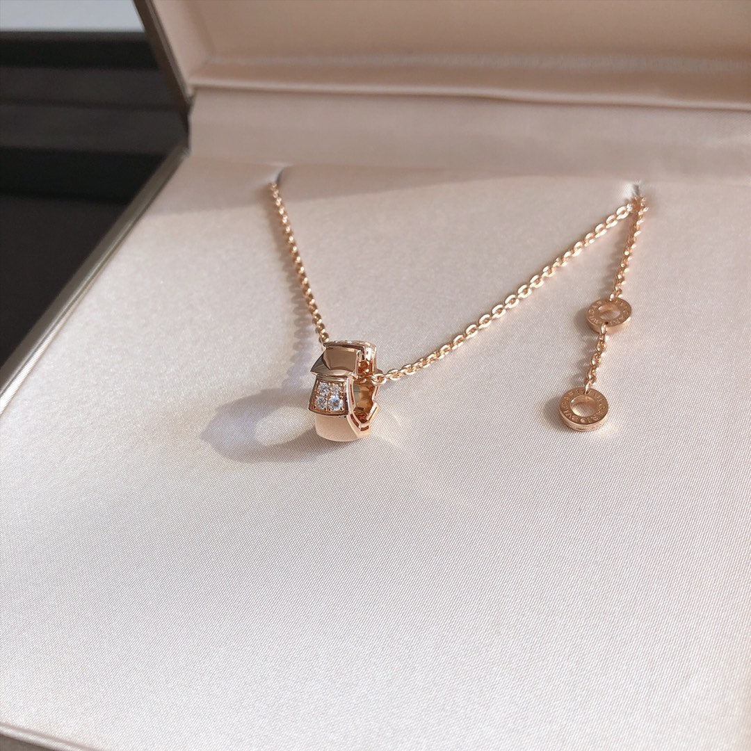 [⭐Luxery]SERPENTI ANHÄNGER DIAMANT ROSÉGOLD HALSKETTE