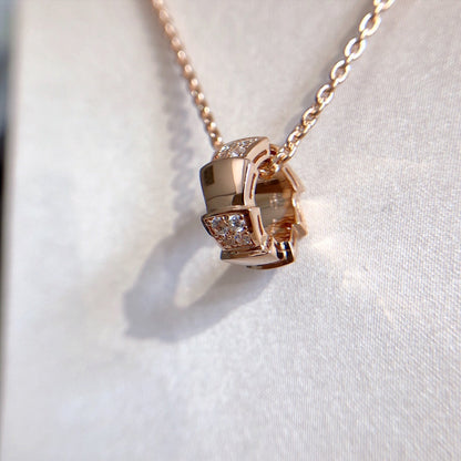 [⭐Luxery]SERPENTI ANHÄNGER DIAMANT ROSÉGOLD HALSKETTE