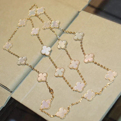 [Luxery]CLOVER 20 MOTIFS WHITE MOP NECKLACE
