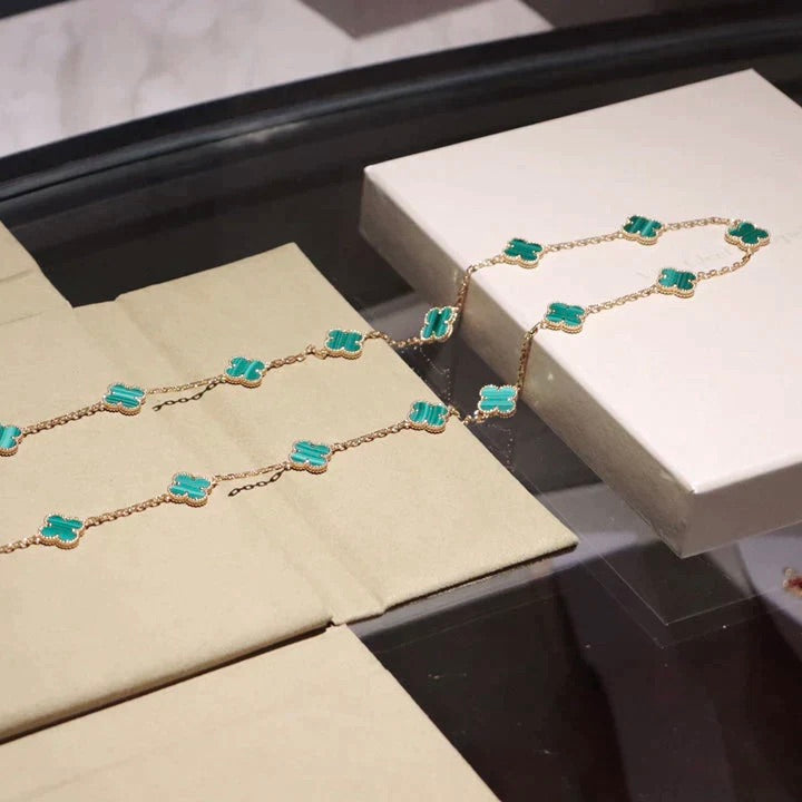 [Luxery]CLOVER 20 MOTIFS MALACHITE GOLD