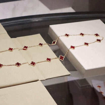 [Luxery]CLOVER 20 MOTIFS CARNELIAN NECKLACE