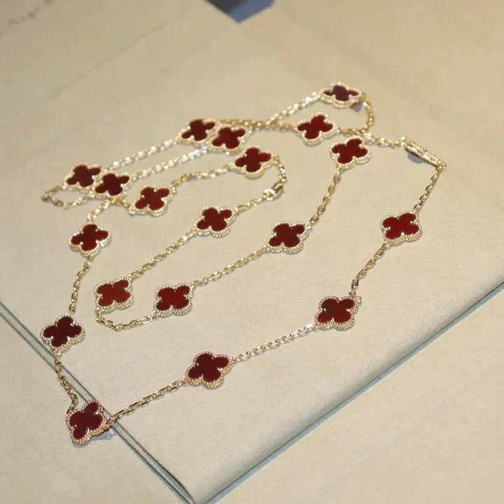 [Luxery]CLOVER 20 MOTIFS CARNELIAN NECKLACE