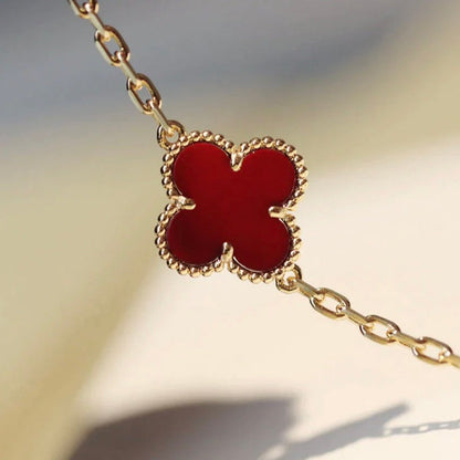 [Luxery]CLOVER 20 MOTIFS CARNELIAN NECKLACE