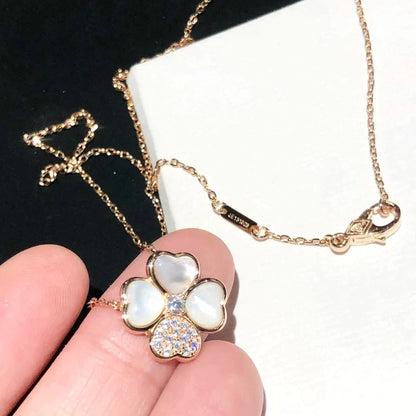 [Luxery]CLOVER MOP DIAMOND ROSE GOLD NECKLACE