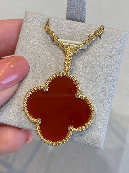 [Luxery]CLOVER 25MM NECKLACE GOLD CARNELIAN