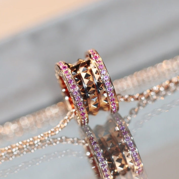 [⭐Luxery]ZERO 1 ROCK PINKGOLD PINKDIAMANT HALSKETTE