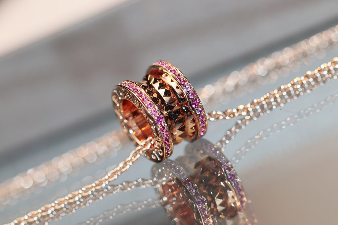 [⭐Luxery]ZERO 1 ROCK PINKGOLD PINKDIAMANT HALSKETTE