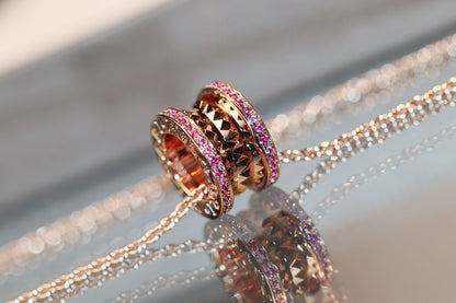 [⭐Luxery]ZERO 1 ROCK PINKGOLD PINKDIAMANT HALSKETTE
