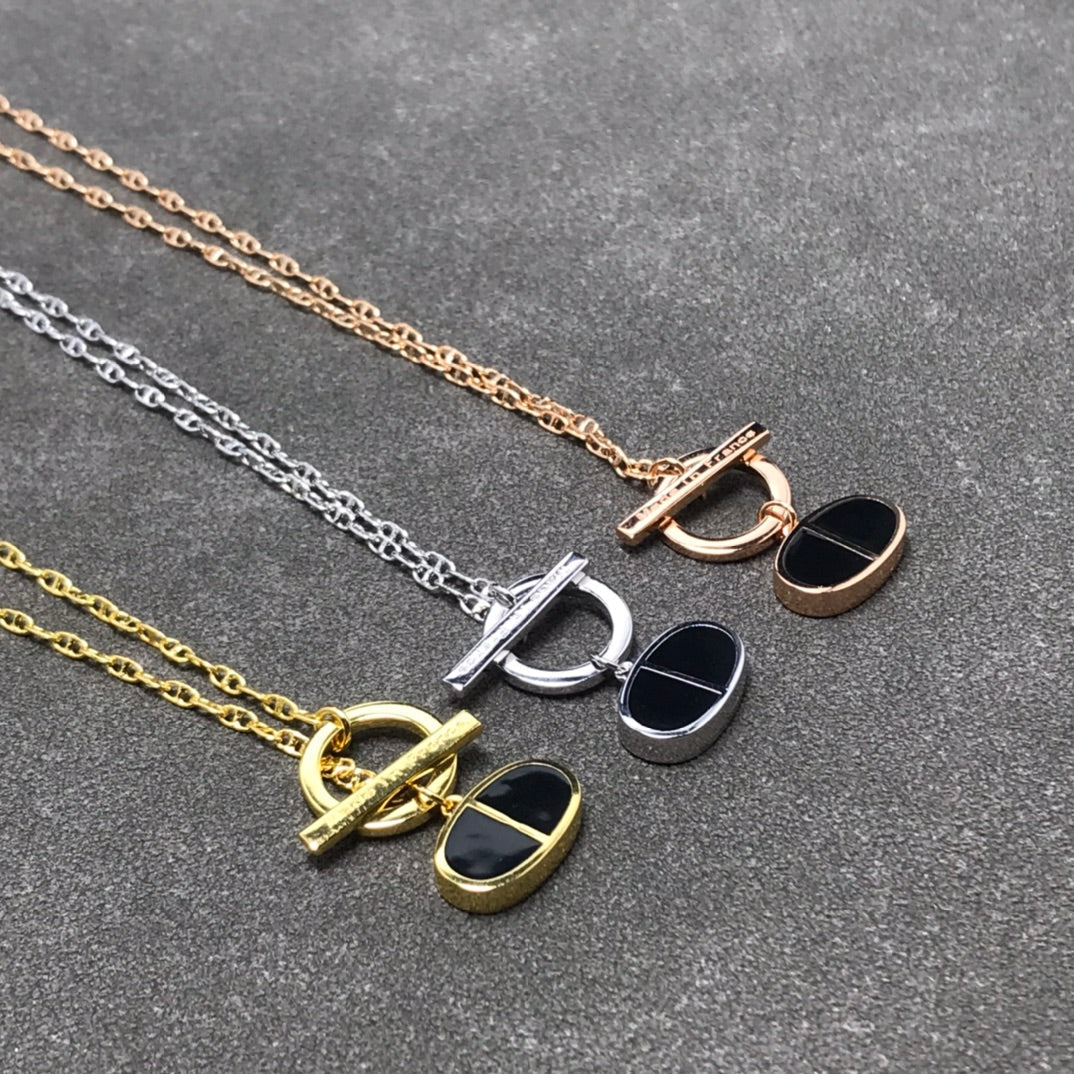 [Luxery]CHAINE VERSO BLACK CERAMIC  NECKLACE