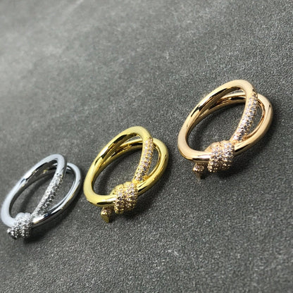 [⭐Luxery Jewels]KNOT RING DOUBLE ROW DIAMOND