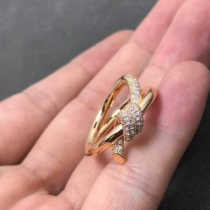 [⭐Luxery Jewels]KNOT RING DOUBLE ROW DIAMOND