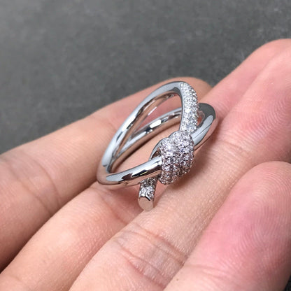 [⭐Luxery Jewels]KNOT RING DOUBLE ROW DIAMOND