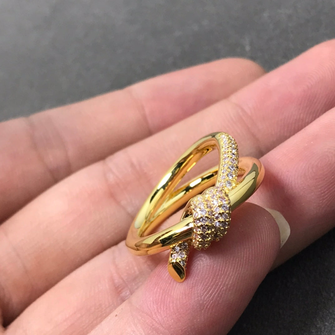 [⭐Luxery Jewels]KNOT RING DOUBLE ROW DIAMOND