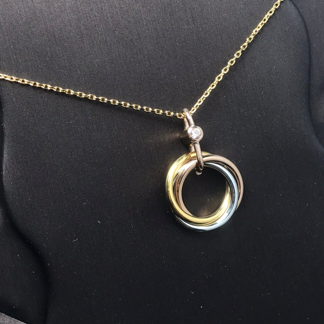 [Luxery]TRINITY SILVER GOLD PINK GOLD NECKLACE