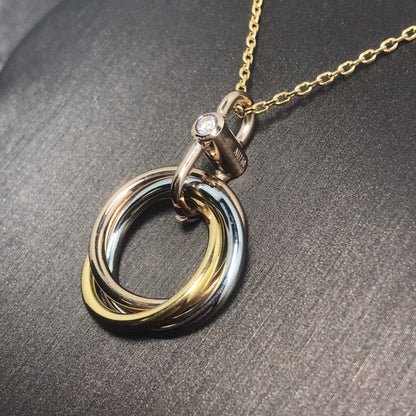 [Luxery]TRINITY SILVER GOLD PINK GOLD NECKLACE
