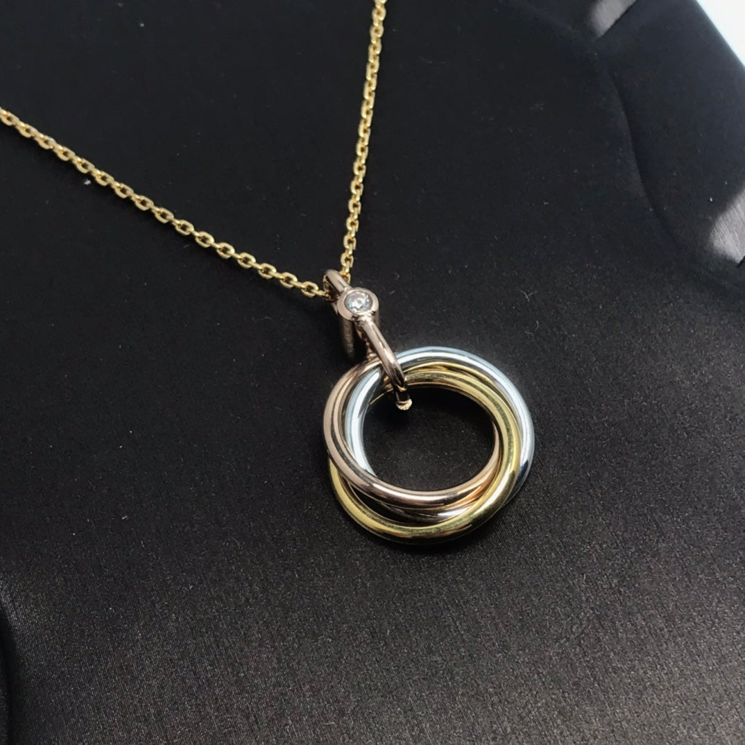 [Luxery]TRINITY SILVER GOLD PINK GOLD NECKLACE