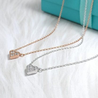 [⭐Luxery Jewels]HEART 3 DIAMONDS PEDANT NECKLACE