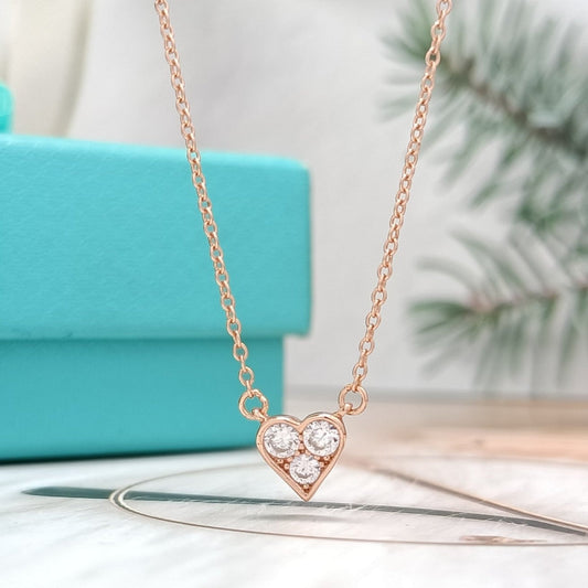 [⭐Luxery Jewels]HEART 3 DIAMONDS PEDANT NECKLACE