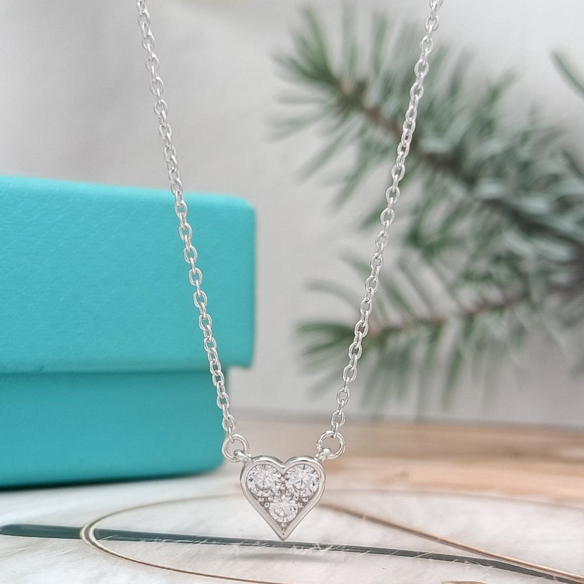 [⭐Luxery Jewels]HEART 3 DIAMONDS PEDANT NECKLACE