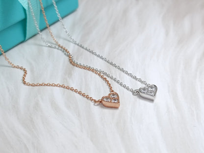 [⭐Luxery Jewels]HEART 3 DIAMONDS PEDANT NECKLACE