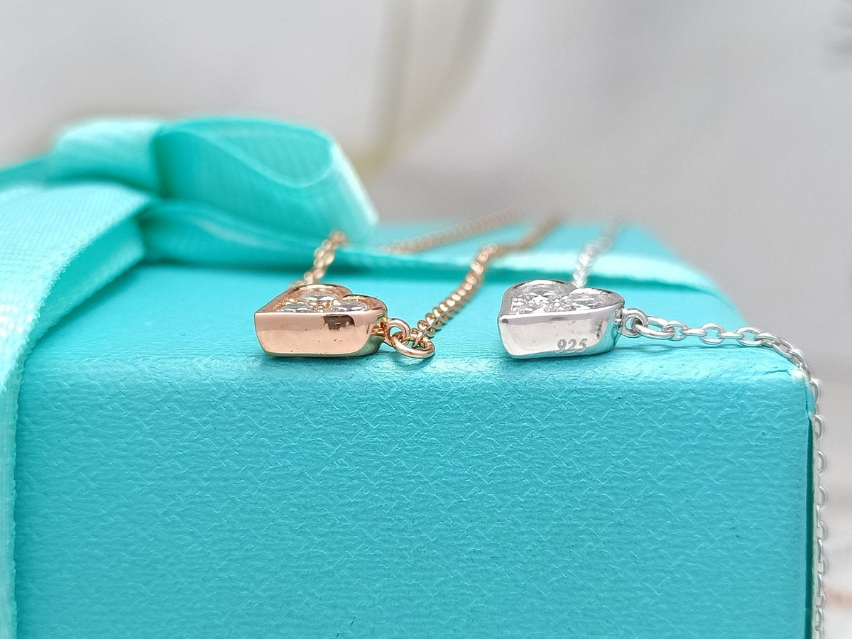 [⭐Luxery Jewels]HEART 3 DIAMONDS PEDANT NECKLACE